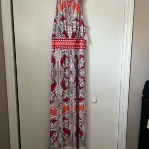 Studio One Red and White Paisley Maxi Dress